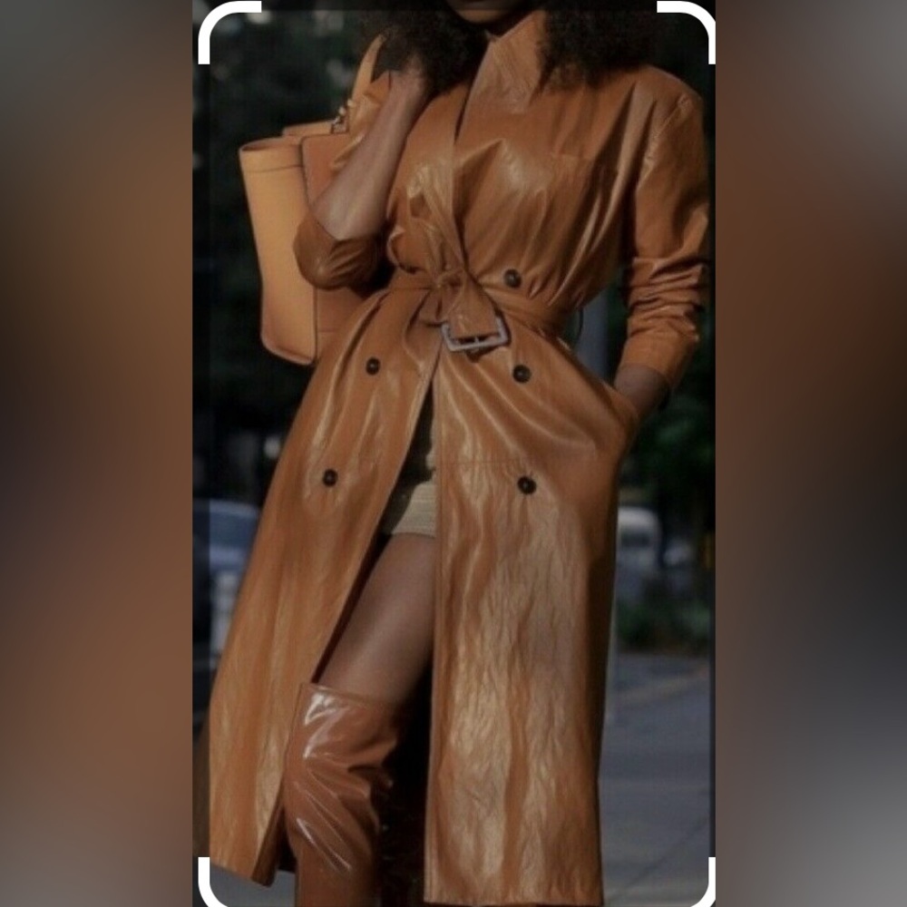 Zara faux leather trench sz L